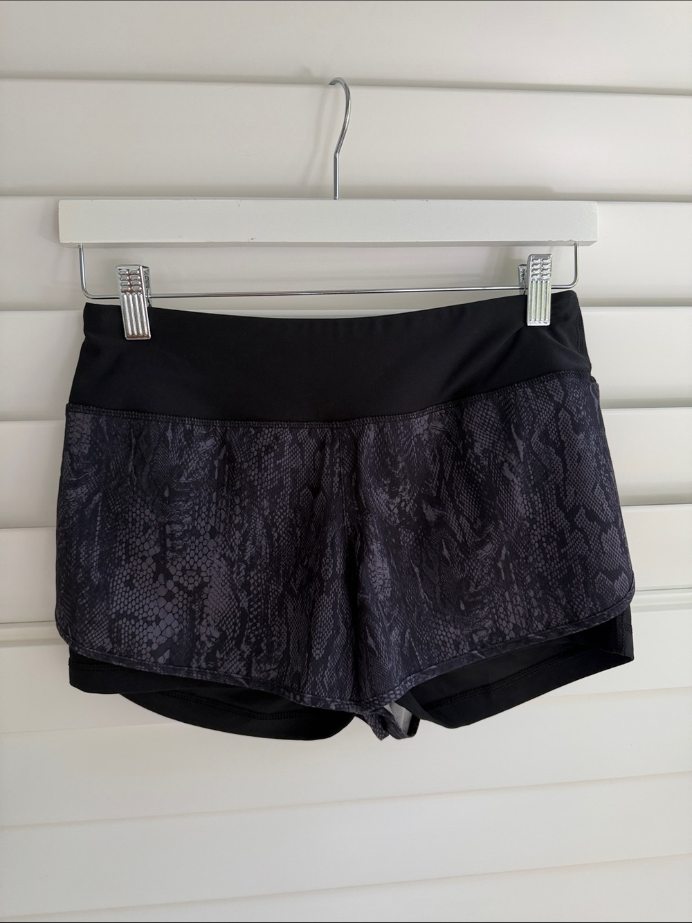 Actra Black Snake-Print Layered Athletic Shorts